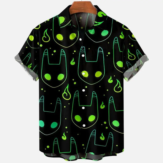 Psychedelic Hawaiian Shirt – 3D Print Loose Summer Festival Top for Men