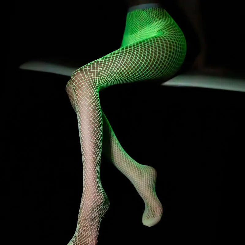 Luminous Mesh Stockings – Gothic Harajuku Punk Glow-in-the-Dark Festival Tights