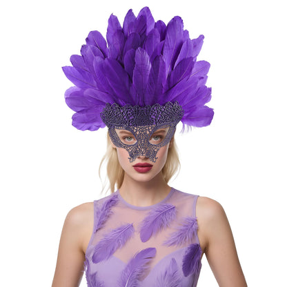 Colorful Feather Mask – Carnival/Halloween Cosplay Party Headpiece