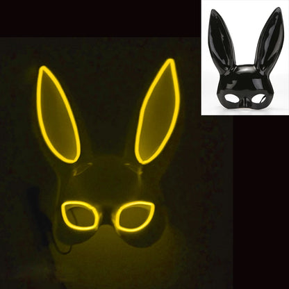 Luminous Bunny Mask – Sexy Black Rabbit Half Face Rave & Festival Mask