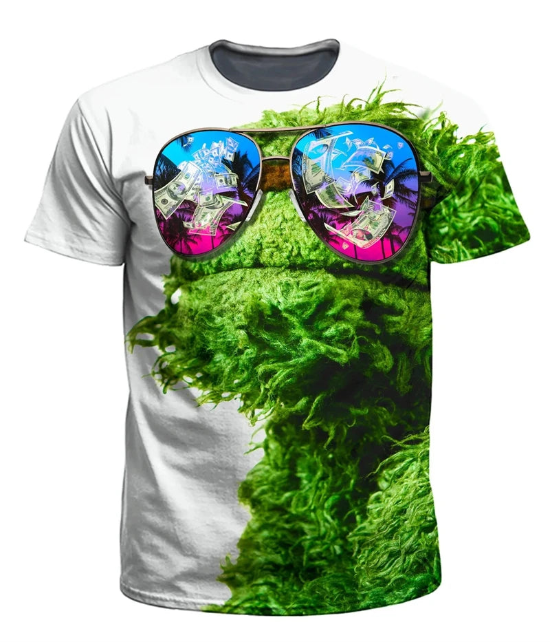 Psychedelic 3D Print T-Shirt – Oversized Trippy Festival Top for Men