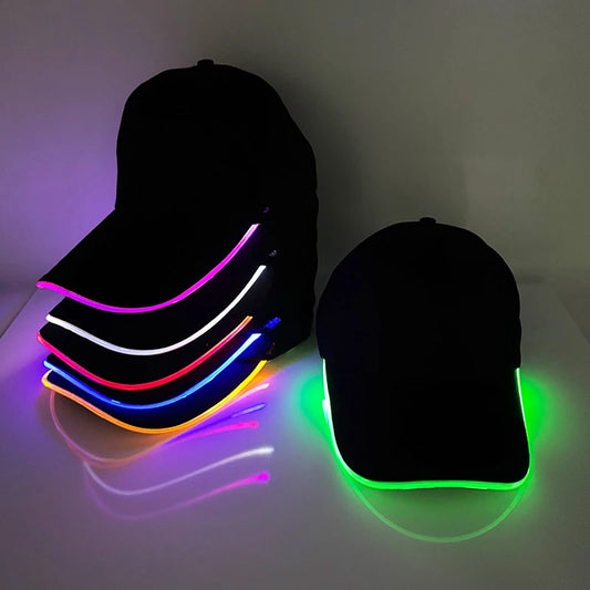 Adult LED Optical Fiber Baseball Cap – Glowing Party Hat for Raves & Festivals