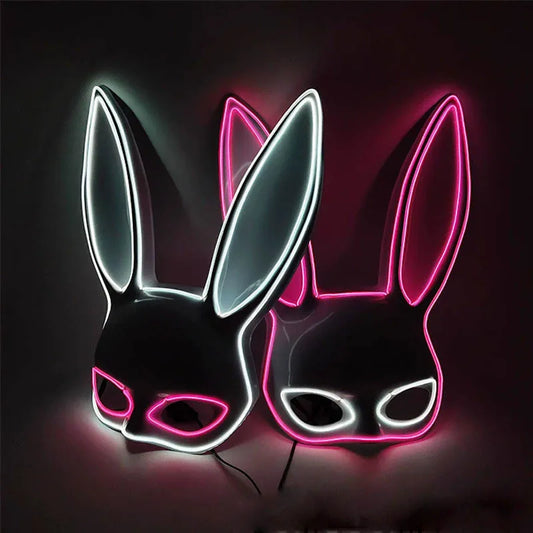 Luminous Bunny Mask – Sexy Black Rabbit Half Face Rave & Festival Mask