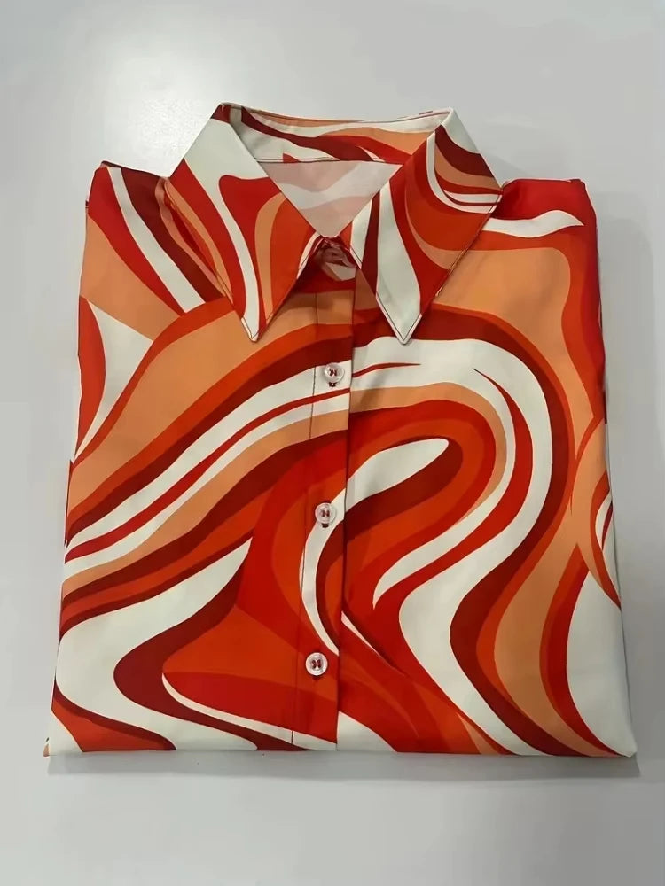 Tie-Dye Button Up Festival Shirt – Textured Lapel Blouse for Women