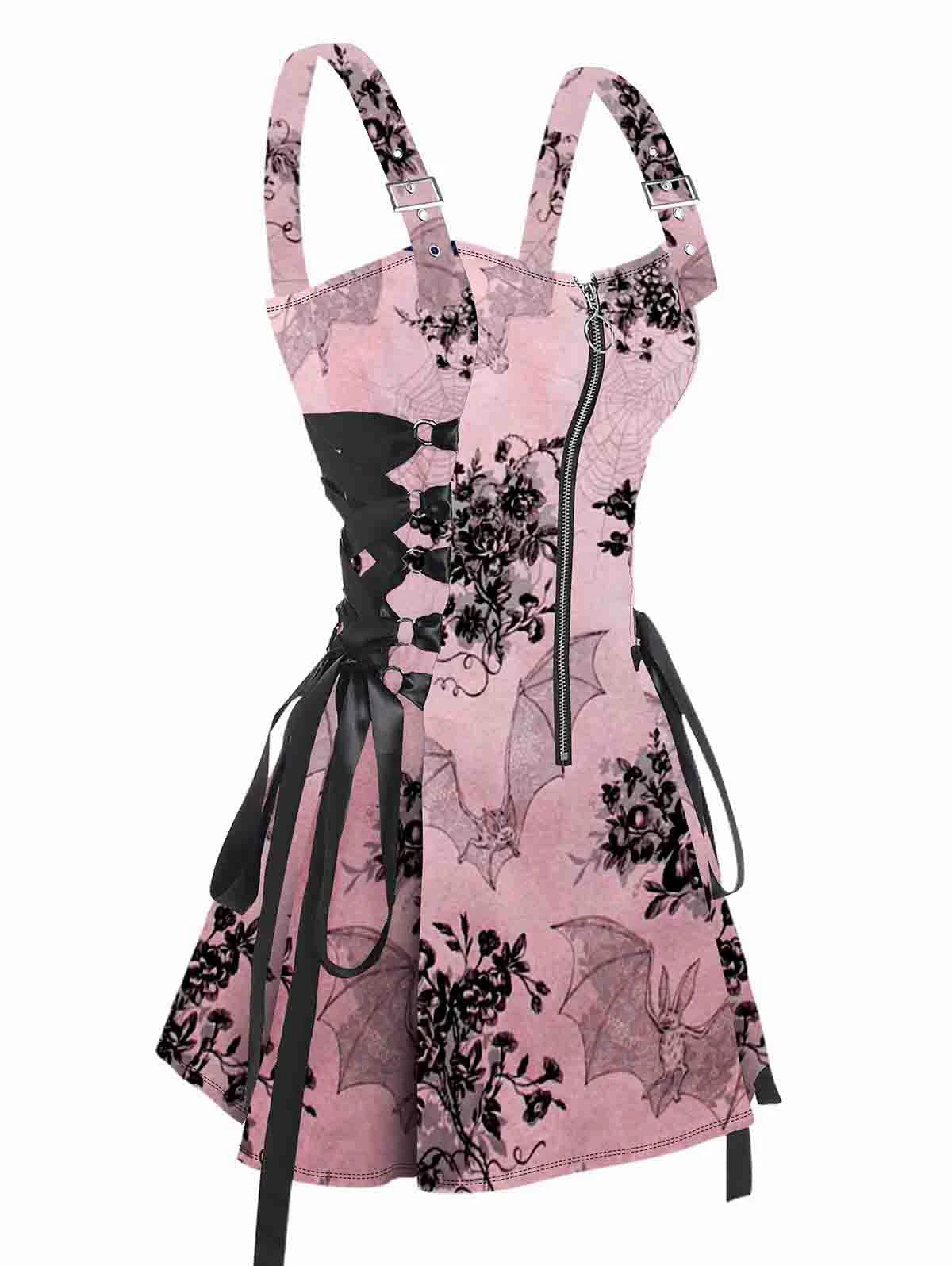 Psychedelic Festival Mini Dress – Lace-Up Festival Zipper Dress for Women