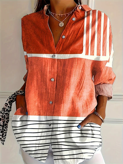 Tie-Dye Button Up Festival Shirt – Textured Lapel Blouse for Women