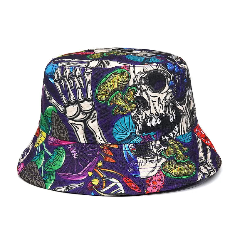 Graffiti Print Bucket Hat – Cotton Streetwear Sun Hat for Raves & Festivals