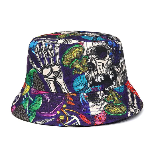 Graffiti Print Bucket Hat – Cotton Streetwear Sun Hat for Raves & Festivals