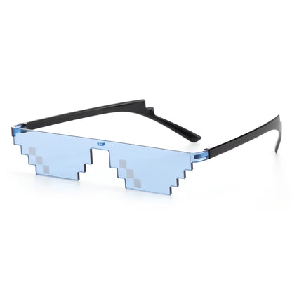 Funny Mosaic Thug Life Rave Sunglasses – Retro Pixel Gamer Glasses for Festivals & Parties