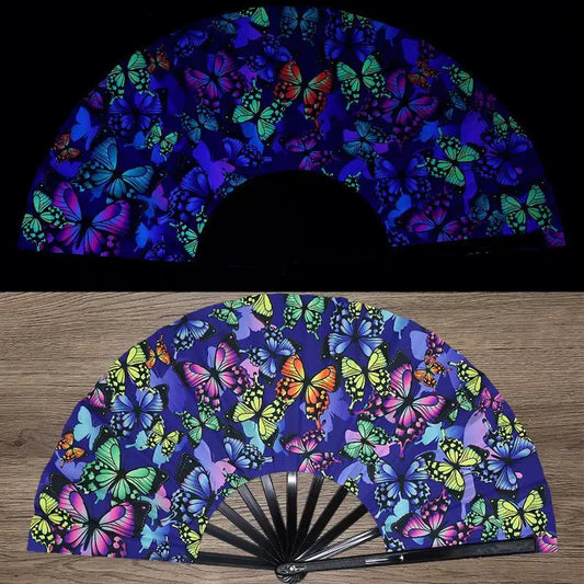 UV Fluorescent Folding Fan – Festival Dance Party Accessory