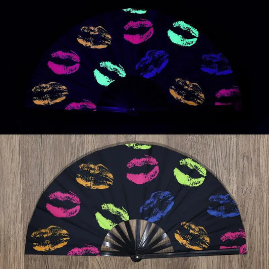 UV Fluorescent Folding Fan – Festival Dance Party Accessory