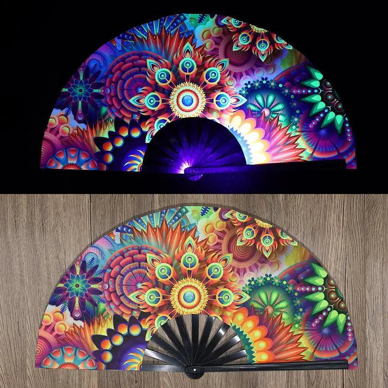 UV Fluorescent Folding Fan – Festival Dance Party Accessory