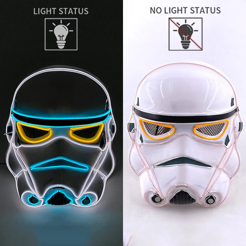 Stormtrooper LED Rave & Festival Mask – Luminous Glow-in-the-Dark EL Wire Mask