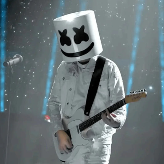 Cool LED Halloween Marshmallow Mask – Neon glowing cosplay DJ headgear for raves & festivals