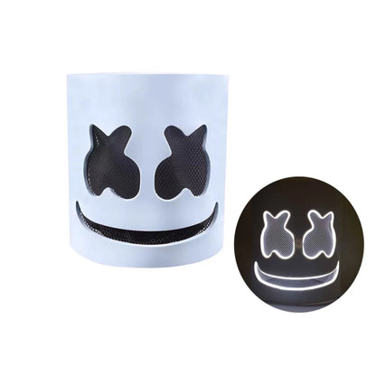 Cool LED Halloween Marshmallow Mask – Neon glowing cosplay DJ headgear for raves & festivals