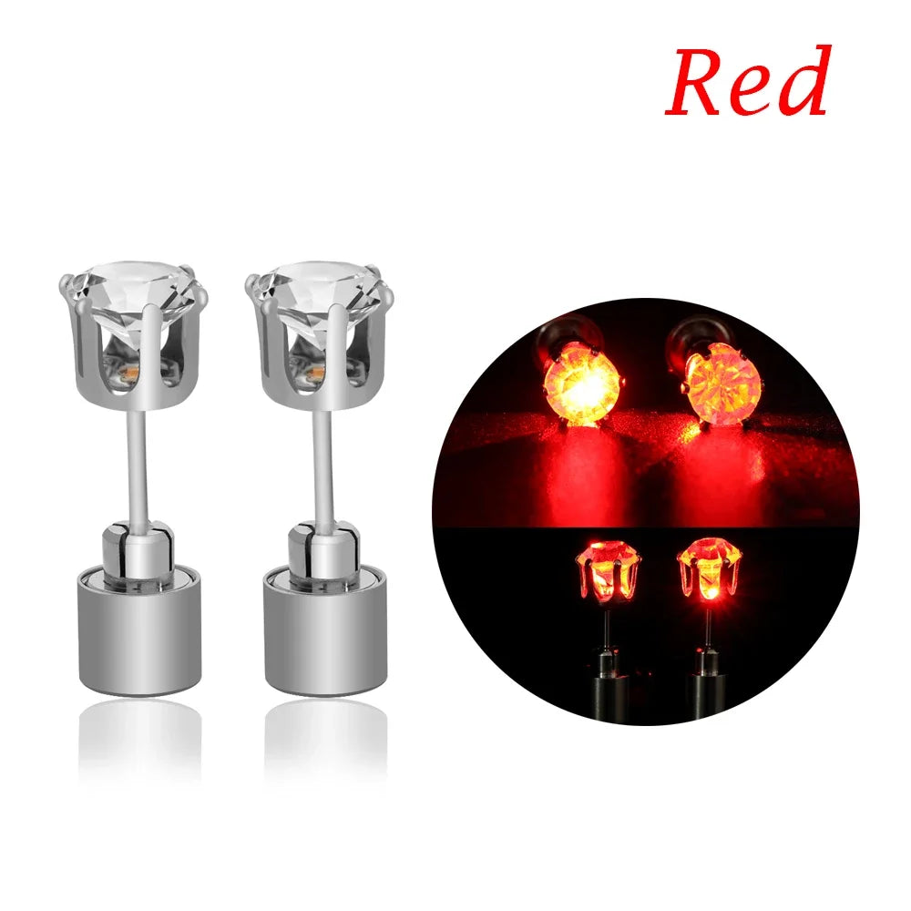 LED Crystal Glow Earrings – Light Up Stainless Steel Rave Jewelry
