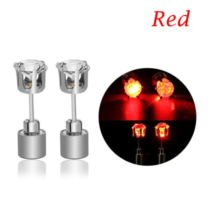 LED Crystal Glow Earrings – Light Up Stainless Steel Rave Jewelry