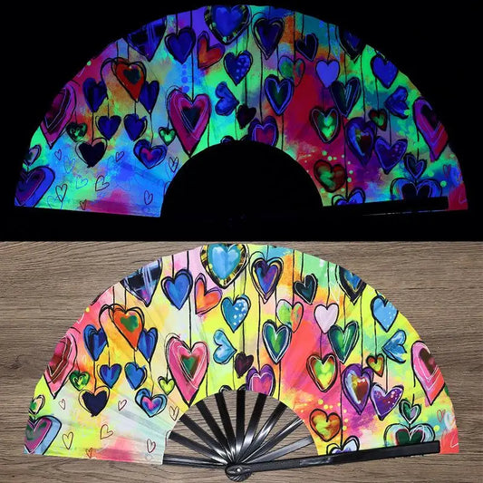 UV Fluorescent Folding Fan – Festival Dance Party Accessory