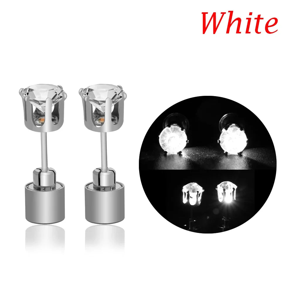 LED Crystal Glow Earrings – Light Up Stainless Steel Rave Jewelry