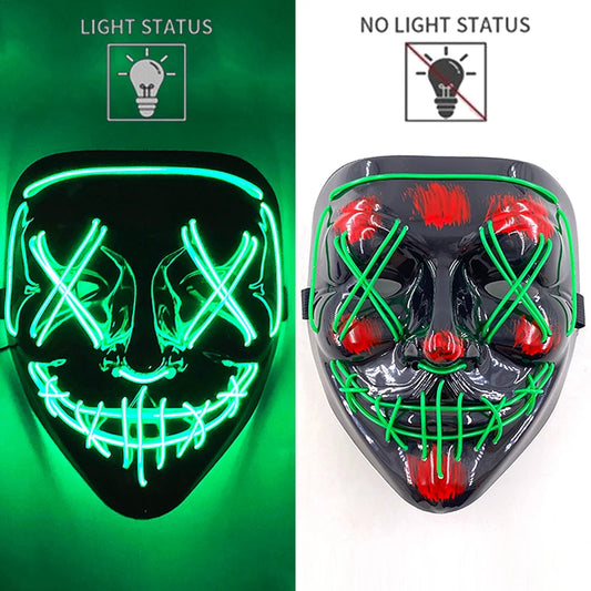 Green LED Rave & Festival Mask – Luminous Glow-in-the-Dark EL Wire Mask