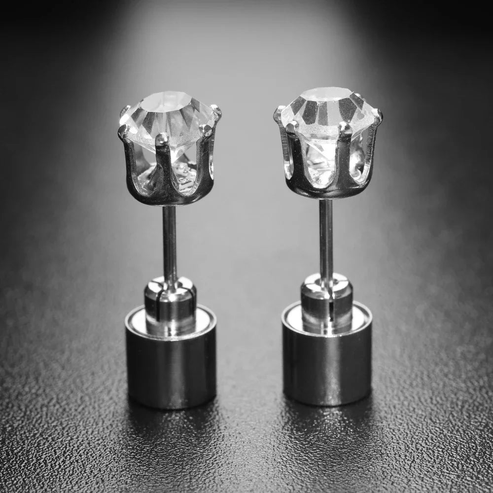 LED Crystal Glow Earrings – Light Up Stainless Steel Rave Jewelry