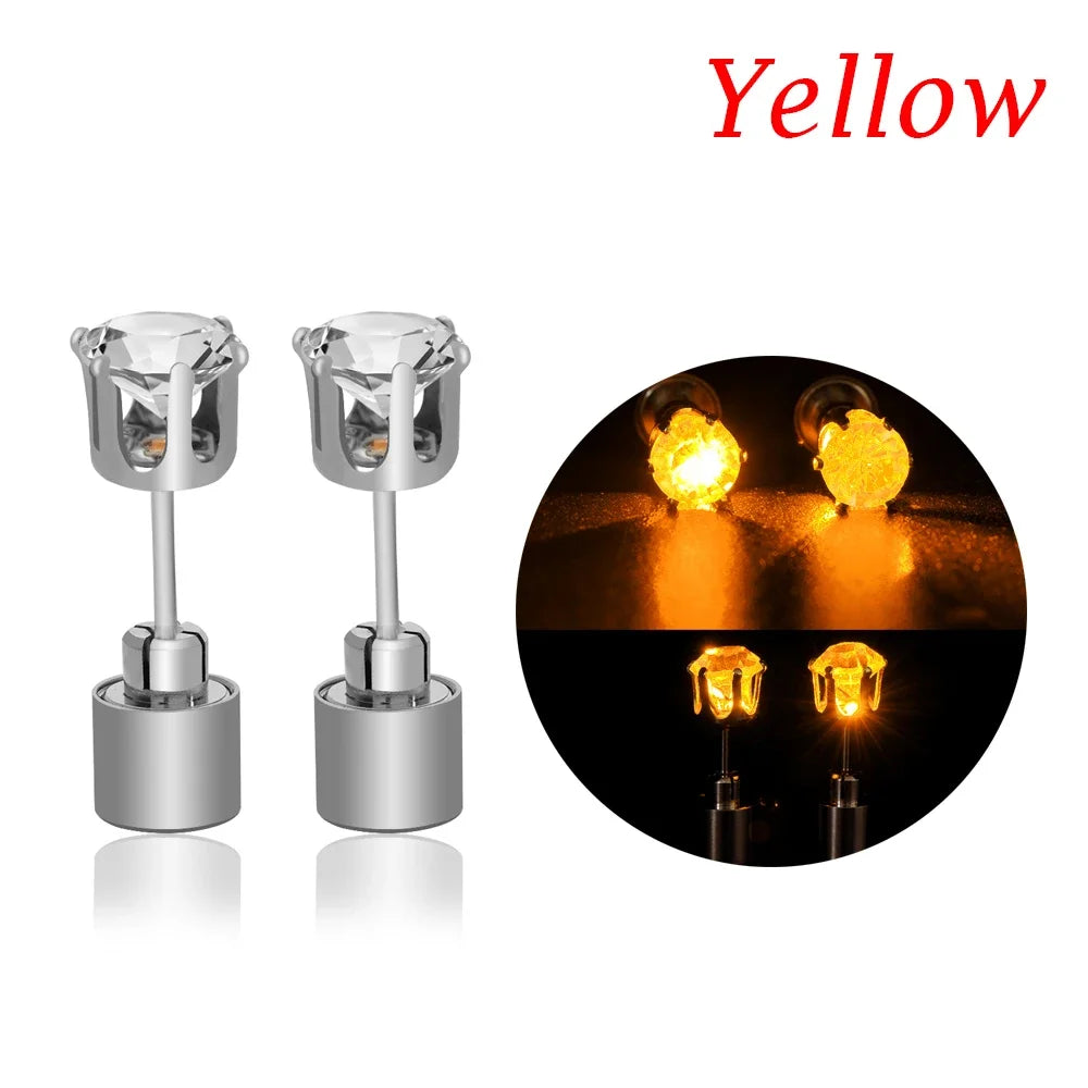 LED Crystal Glow Earrings – Light Up Stainless Steel Rave Jewelry