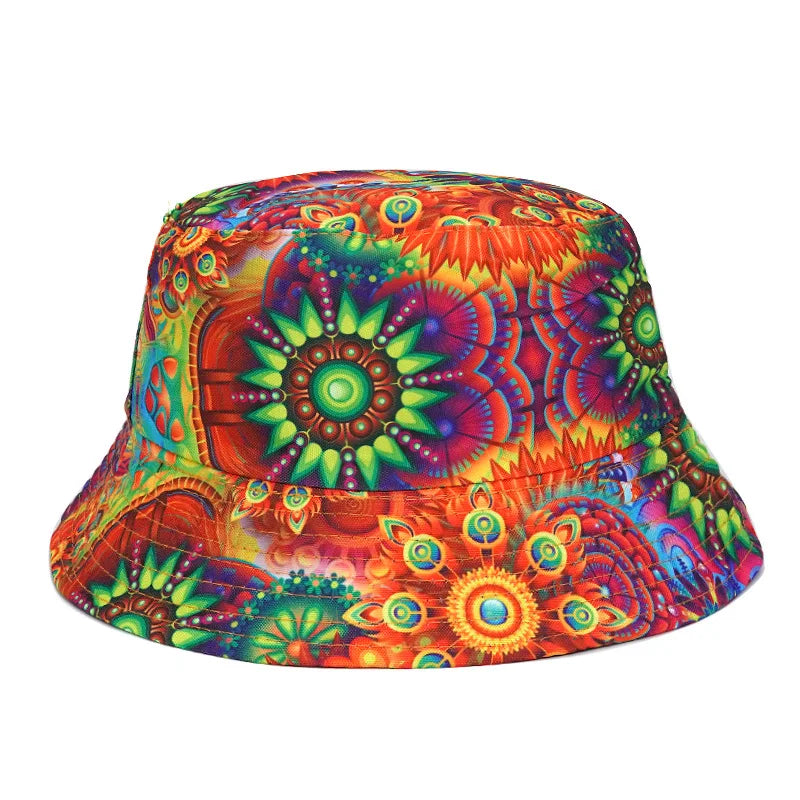 Graffiti Print Bucket Hat – Cotton Streetwear Sun Hat for Raves & Festivals