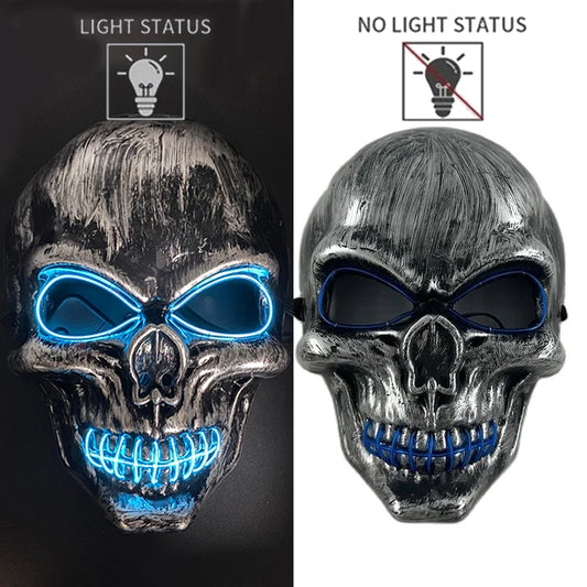 Blue Skull LED Rave & Festival Mask – Luminous Glow-in-the-Dark EL Wire Mask