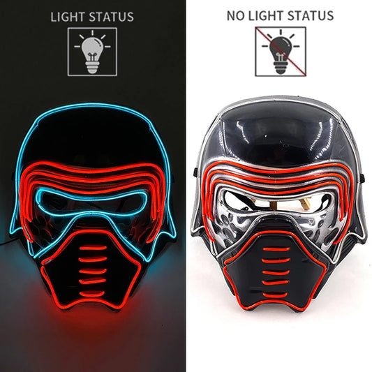 Kylo Ren LED Rave & Festival Mask – Luminous Glow-in-the-Dark EL Wire Mask